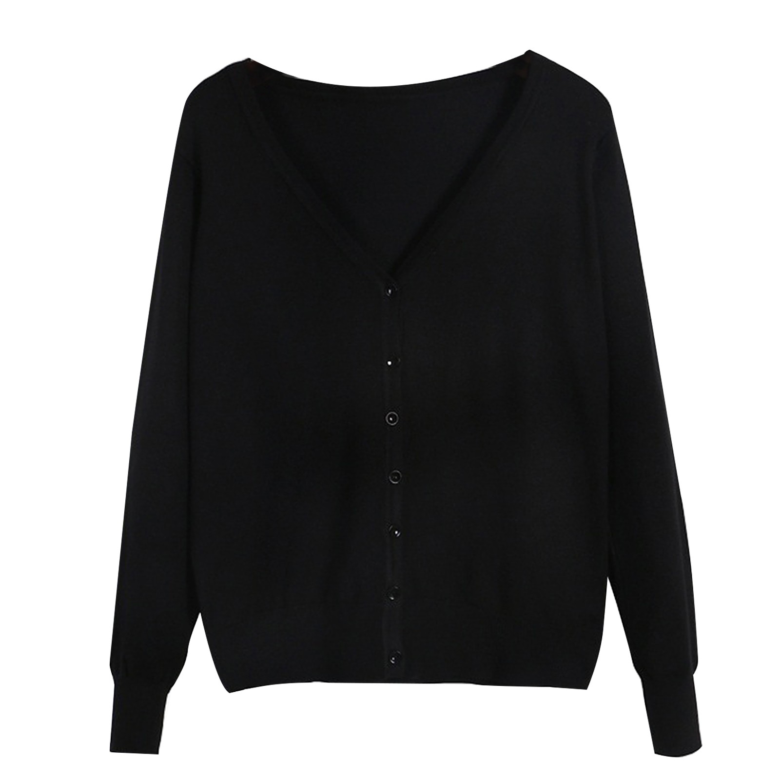 thumbnail image 2 of Cárdigan de punto de manga larga y cuello en V para mujer - Top estilizado y transpirable para primavera/otoño, 2 of 4